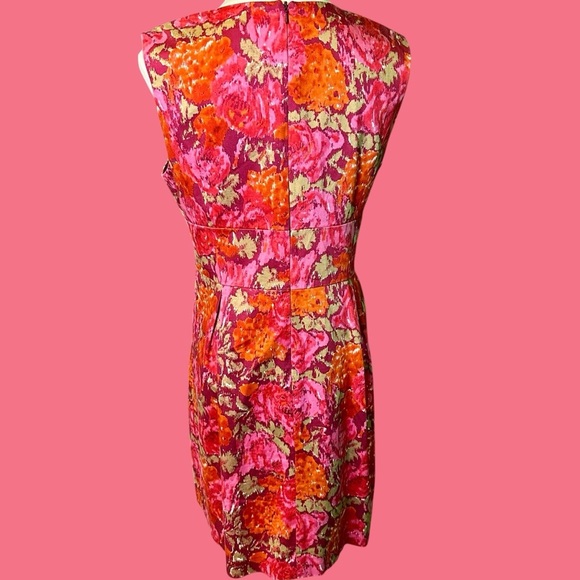 MICHAEL Michael Kors Pink & Orange Floral Print Button-Detail Shift Dress Sz 8P - Picture 10 of 16